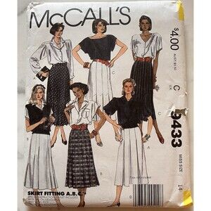 Vintage‎ McCall's Sewing Pattern 9433 Women’s Skirt Size 14 Pleated 3 Styles